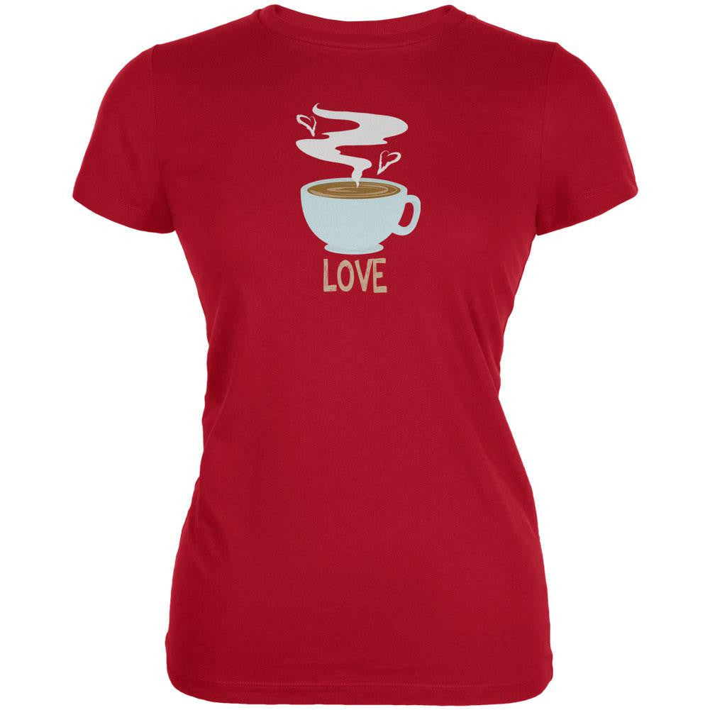 Love Coffee Red Juniors Soft T-Shirt Juniors T-Shirts Old Glory 2XL Red