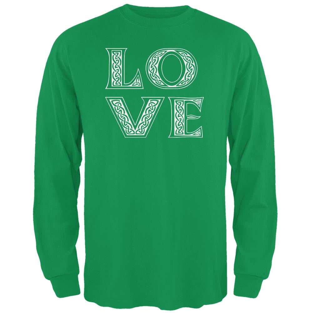 St. Patricks Day Celtic LOVE Irish Green Adult Long Sleeve T-Shirt Men's Long Sleeves Old Glory SM Green