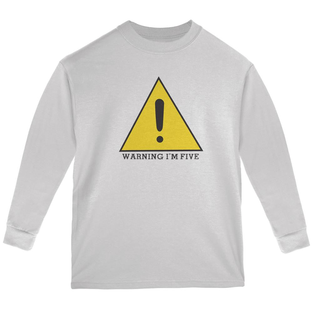 Warning Im Five White Youth Long Sleeve T-Shirt Youth Long Sleeves Old Glory LG White