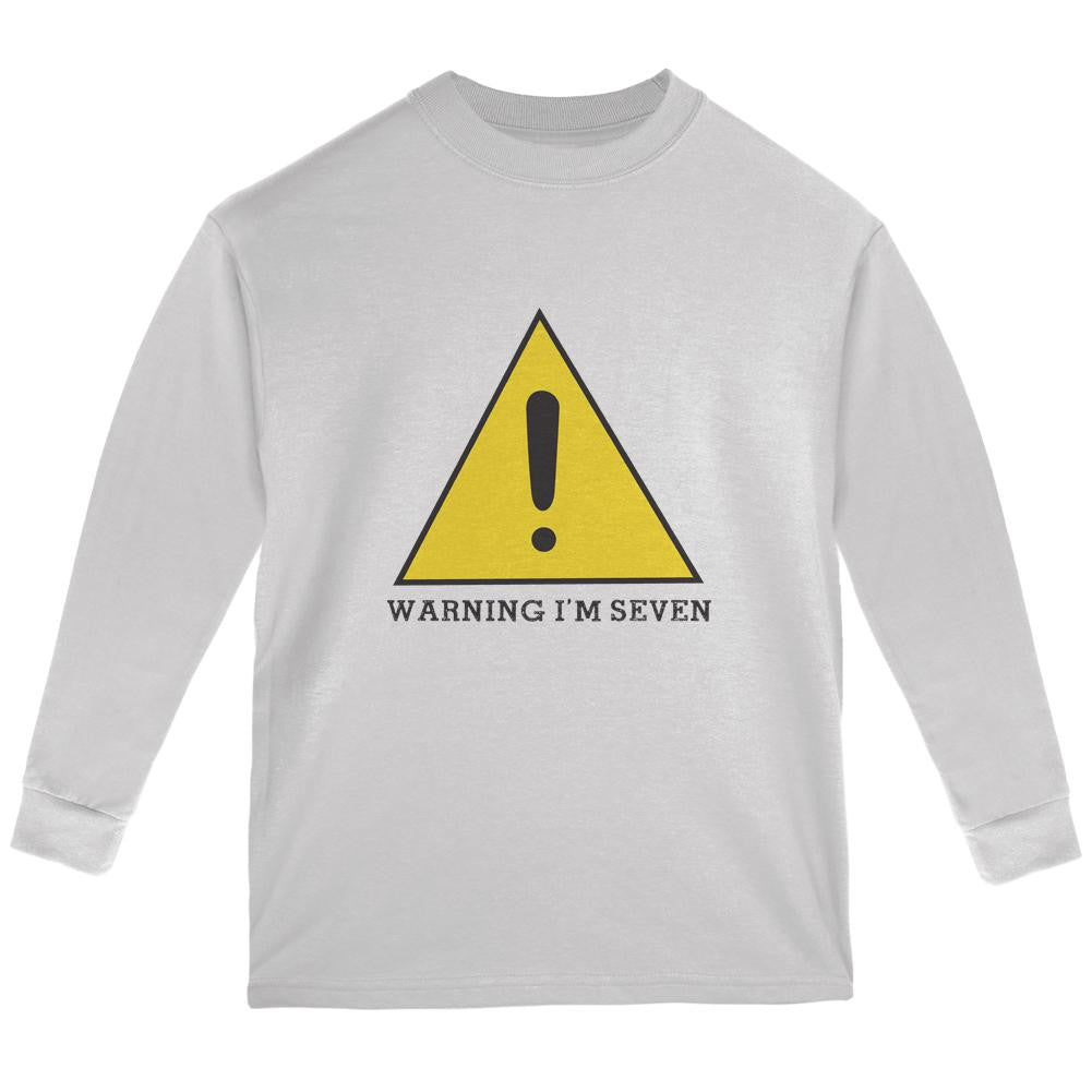 Warning Im Seven White Youth Long Sleeve T-Shirt Youth Long Sleeves Old Glory LG White