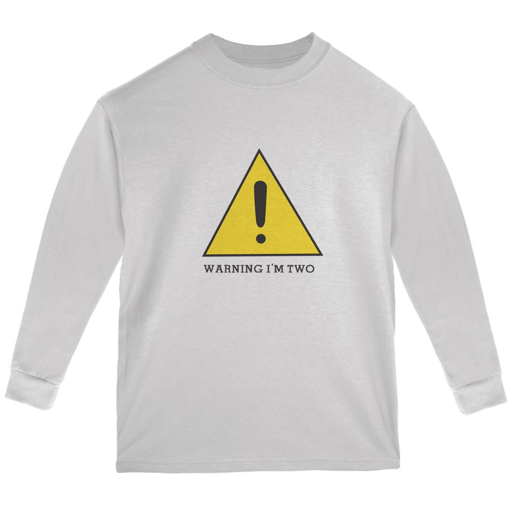 Warning Im Two White Youth Long Sleeve T-Shirt Youth Long Sleeves Old Glory LG White