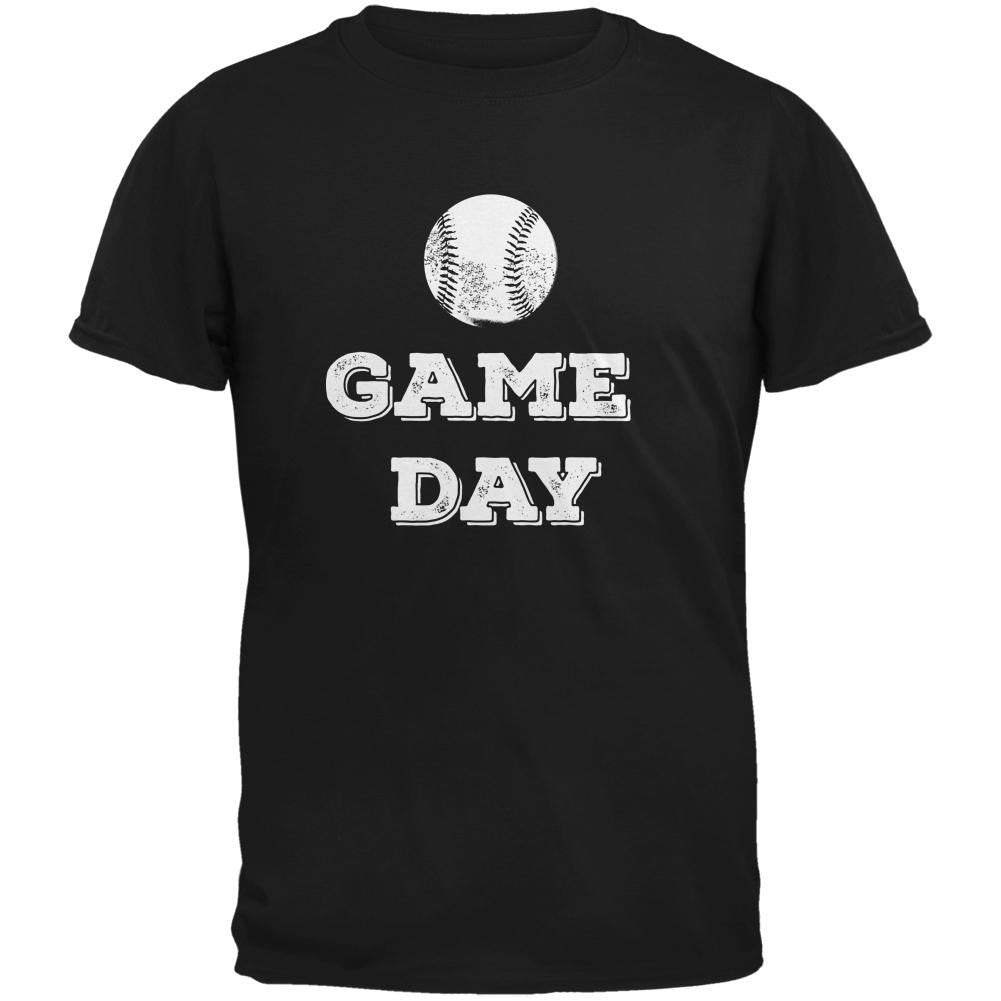 Game Day Baseball Black Adult T-Shirt Men's T-Shirts Old Glory 2XL Black