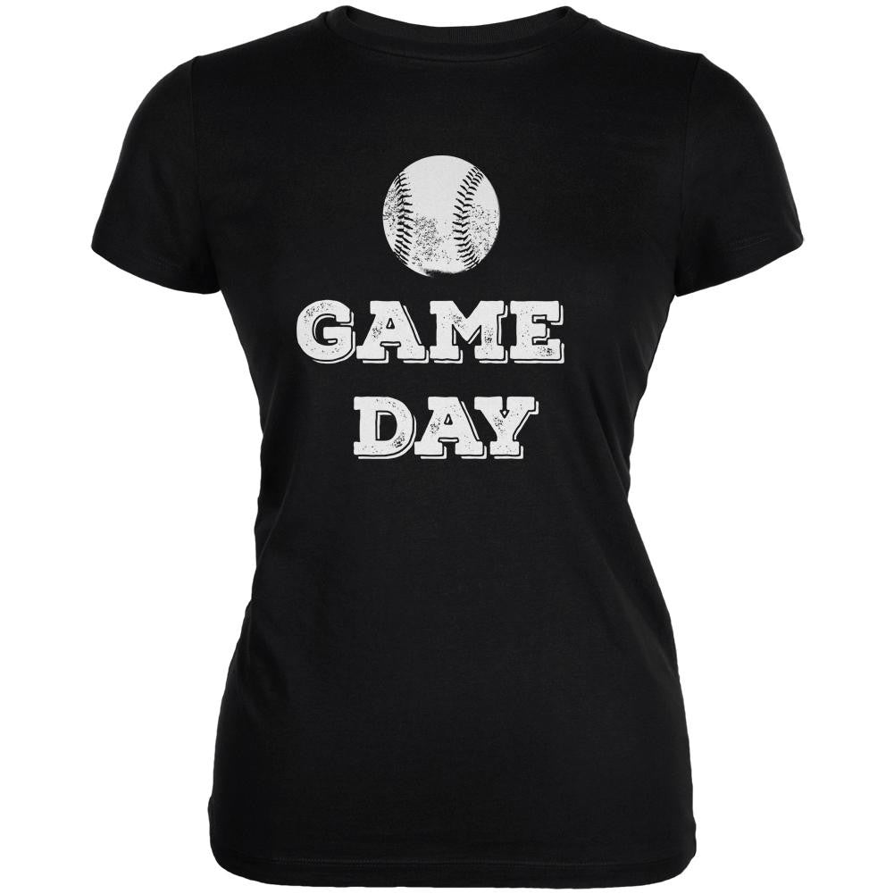 Game Day Baseball Black Juniors Soft T-Shirt Juniors T-Shirts Old Glory 2XL Black