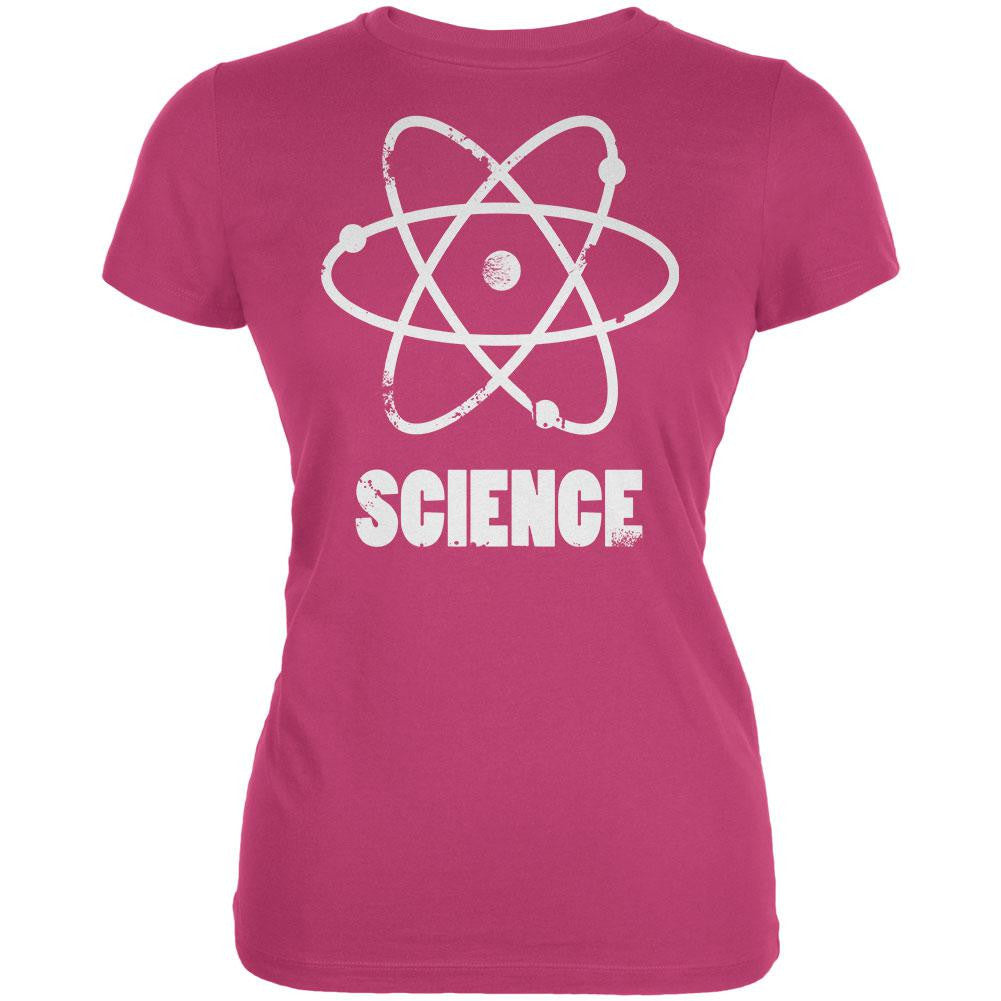 Atom Science Distressed Berry Pink Juniors Soft T-Shirt Juniors T-Shirts Old Glory 2XL Pink