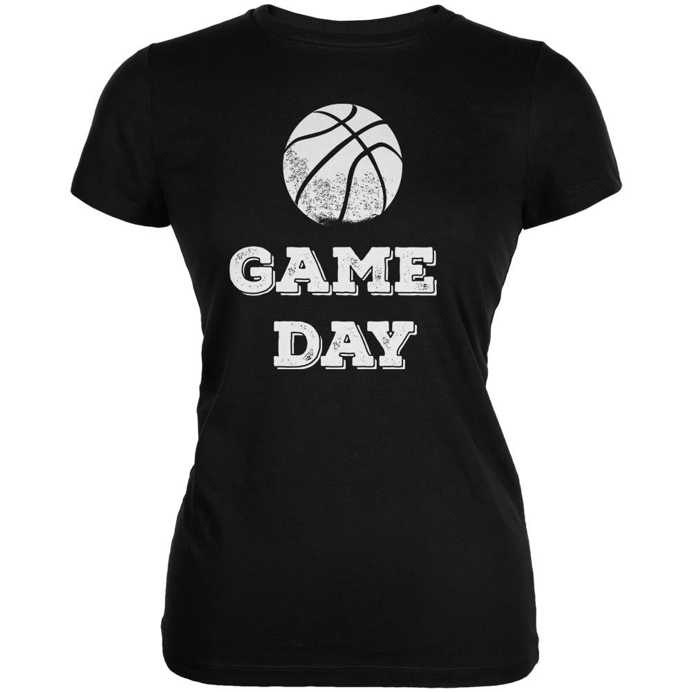 Game Day Basketball Black Juniors Soft T-Shirt Juniors T-Shirts Old Glory 2XL Black
