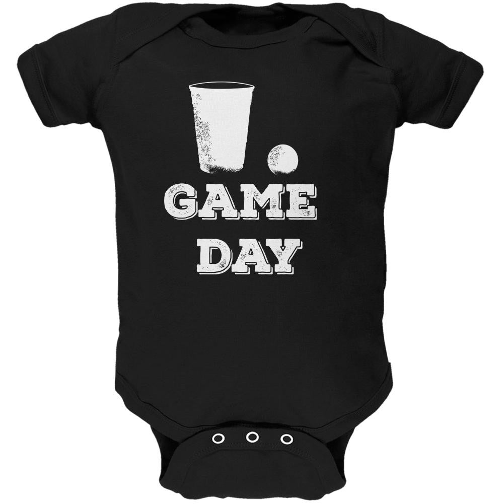 Game Day Beer Pong Black Soft Baby One Piece Baby One Piece Old Glory 0-3M Black