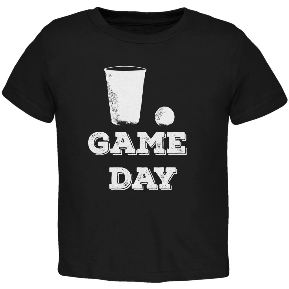 Game Day Beer Pong Black Toddler T-Shirt Toddler T-Shirts Old Glory 2T Black