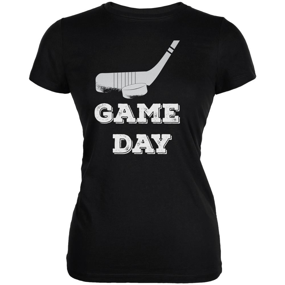 Game Day Hockey Black Juniors Soft T-Shirt Juniors T-Shirts Old Glory 2XL Black