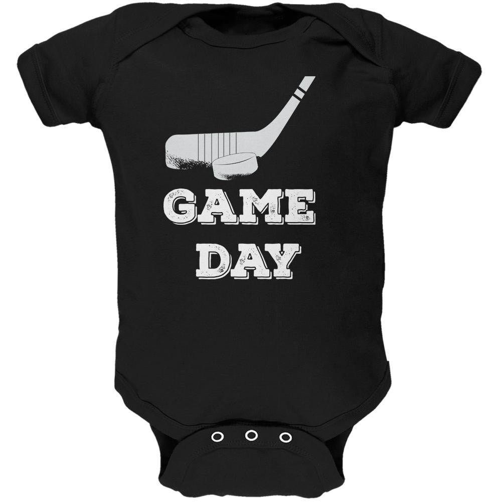 Game Day Hockey Black Soft Baby One Piece Baby One Piece Old Glory 0-3M Black