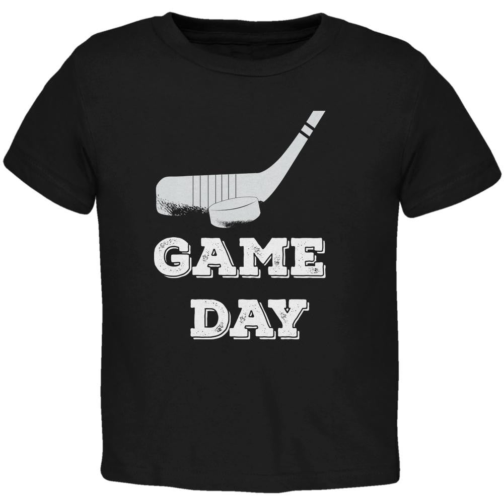 Game Day Hockey Black Toddler T-Shirt Toddler T-Shirts Old Glory 2T Black