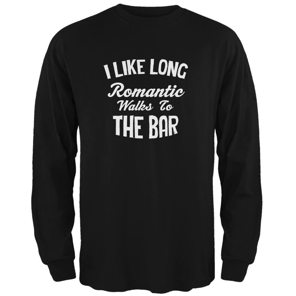 Long Romantic Walks To The Bar Black Adult Long Sleeve T-Shirt Men's Long Sleeves Old Glory 2XL Black