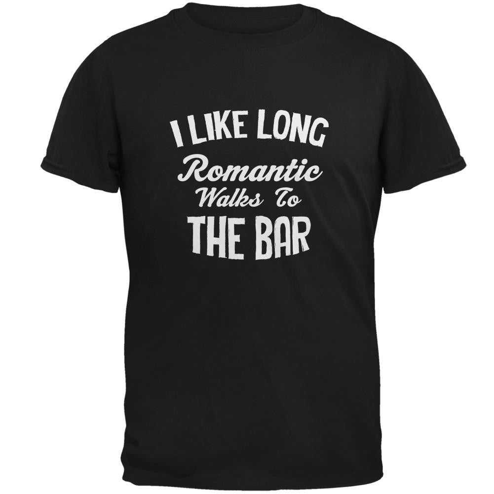 Long Romantic Walks To The Bar Black Adult T-Shirt Men's T-Shirts Old Glory 2XL Black