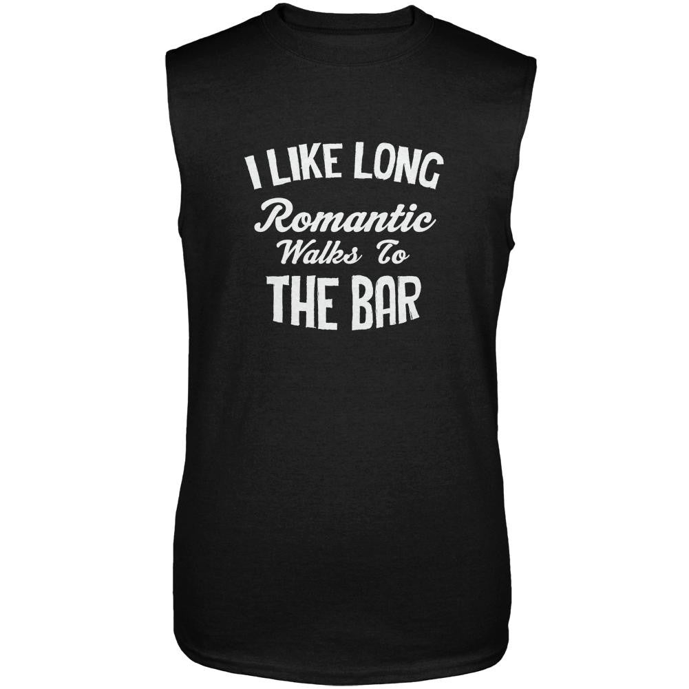 Long Romantic Walks To The Bar Black Adult Sleeveless Shirt Men's Sleeveless T-Shirts Old Glory 2XL Black