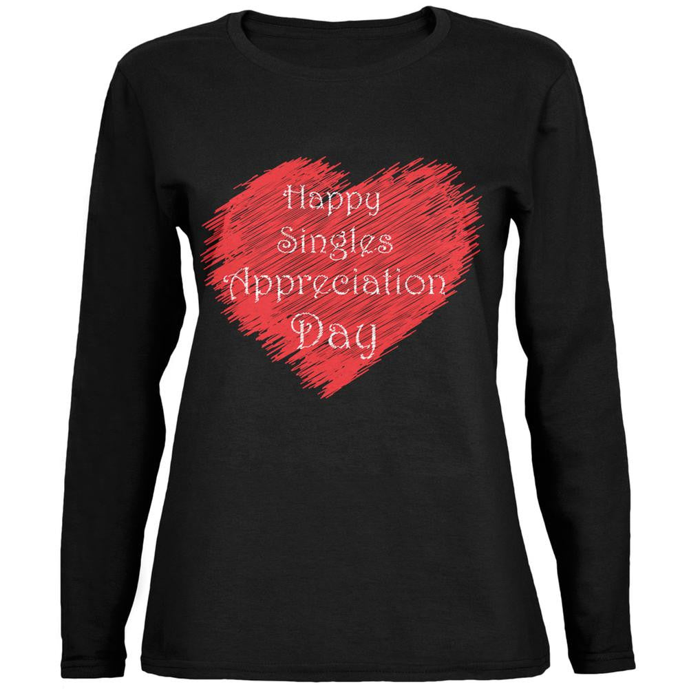 Scribble Singles Appreciation Day Black Womens Long Sleeve T-Shirt Women's Long Sleeves Old Glory 2XL Black