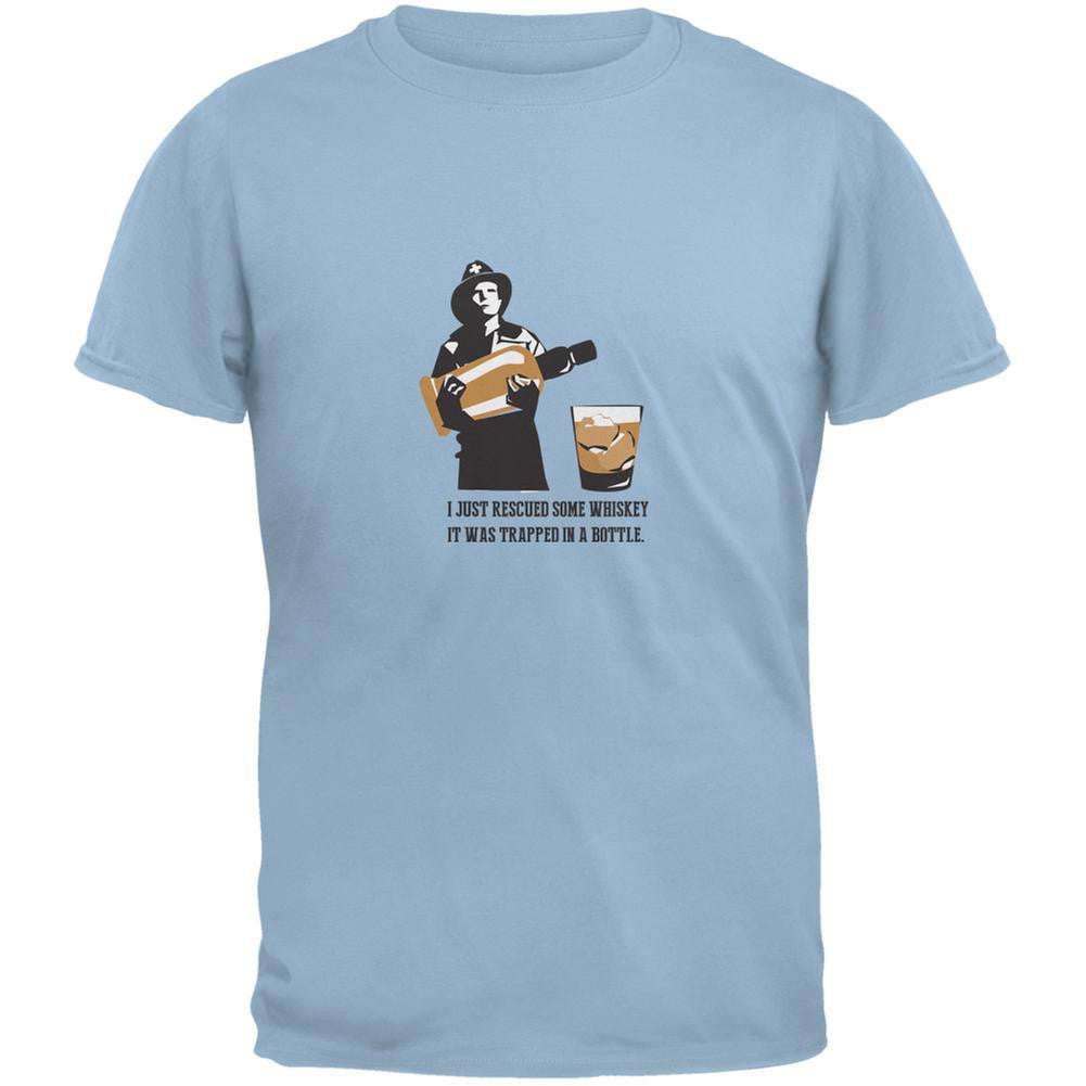 I Rescued Some Whiskey It Was Trapped In A Bottle Light Blue Adult T-Shirt Men's T-Shirts Old Glory SM Blue