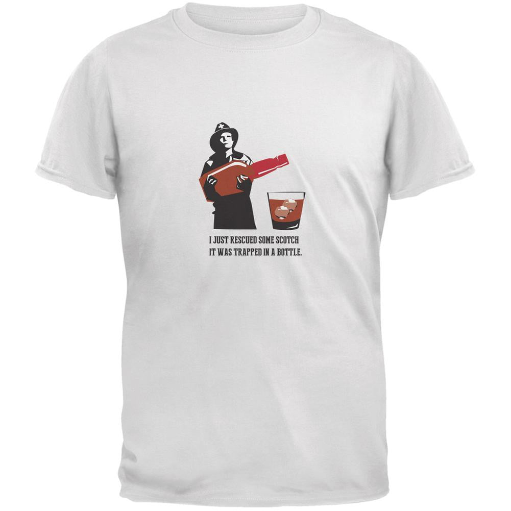 I Rescued Some Scotch It Was Trapped In A Bottle White Adult T-Shirt Men's T-Shirts Old Glory SM White