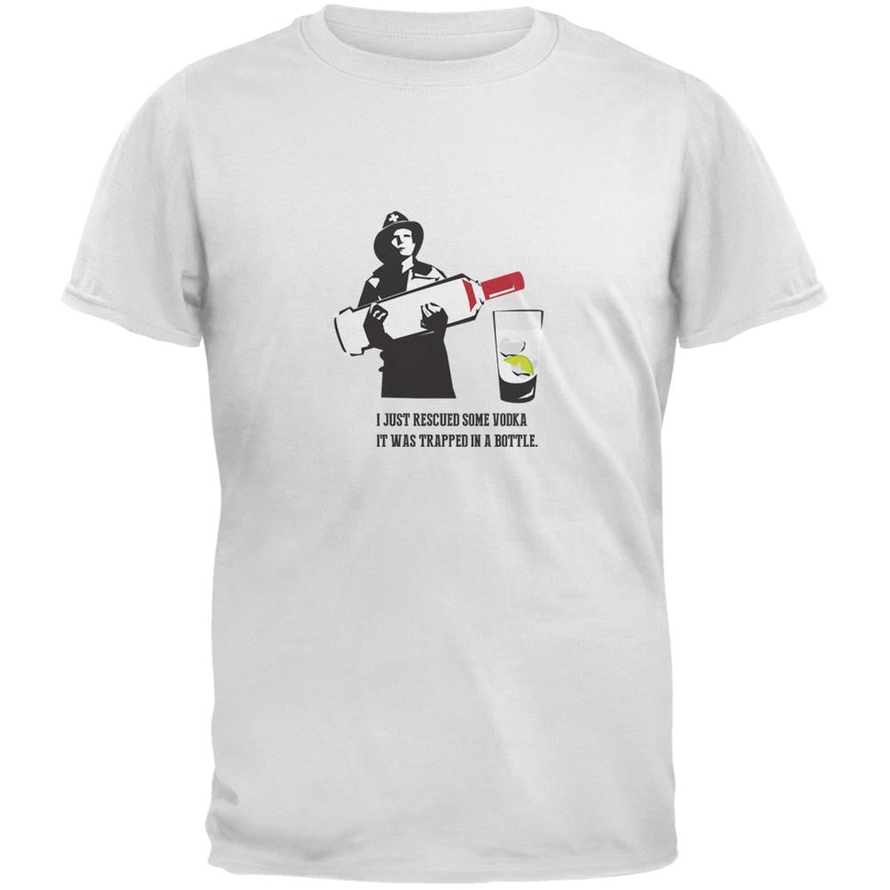 I Rescued Some Vodka It Was Trapped In A Bottle White Adult T-Shirt Men's T-Shirts Old Glory SM White