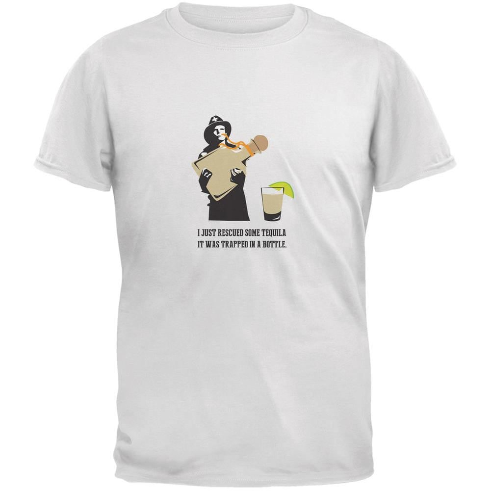 I Rescued Some Tequila It Was Trapped In A Bottle White Adult T-Shirt Men's T-Shirts Old Glory SM White
