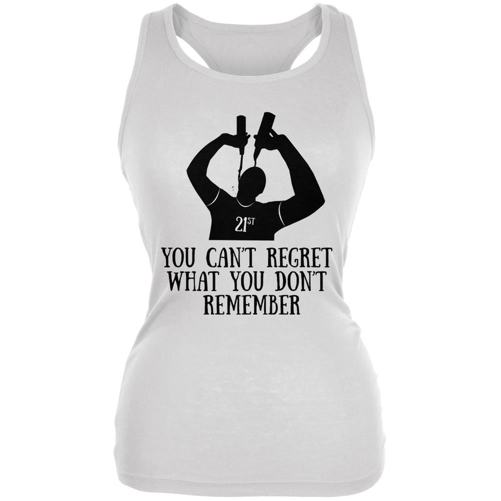 Can't Regret 21st Birthday White Juniors Soft Tank Top Juniors Tank Tops Old Glory 2XL White
