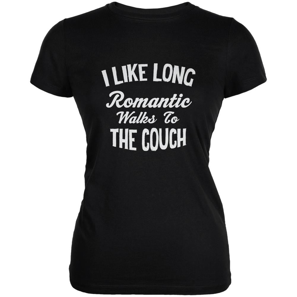 Long Romantic Walks To The Couch Black Juniors Soft T-Shirt Juniors T-Shirts Old Glory 2XL Black