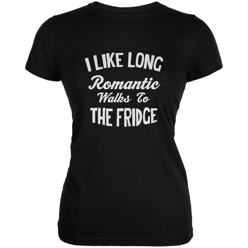 Long Romantic Walks To The Fridge Black Juniors Soft T-Shirt Juniors T-Shirts Old Glory 2XL Black