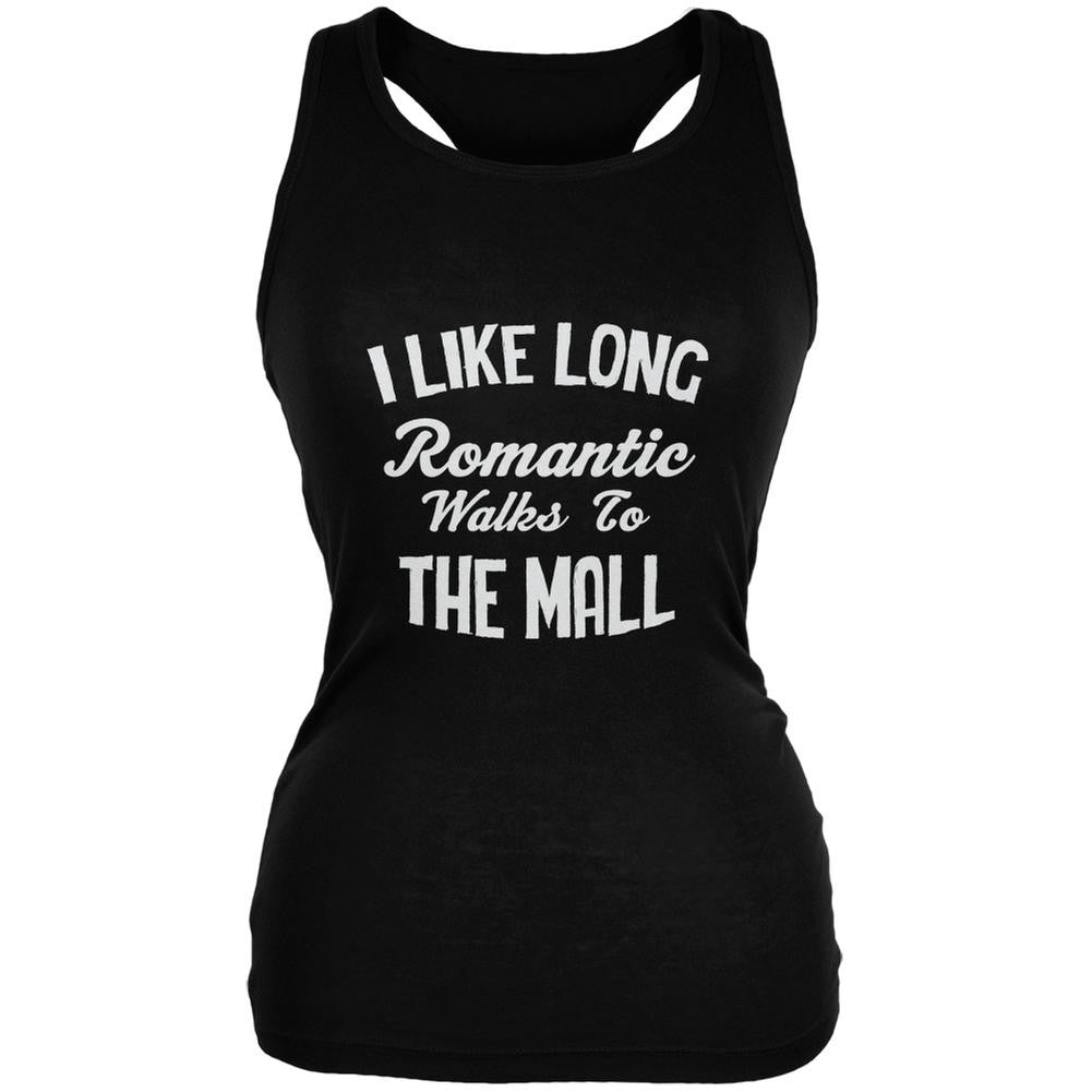 Long Romantic Walks To The Mall Black Juniors Soft Tank Top Juniors Tank Tops Old Glory 2XL Black