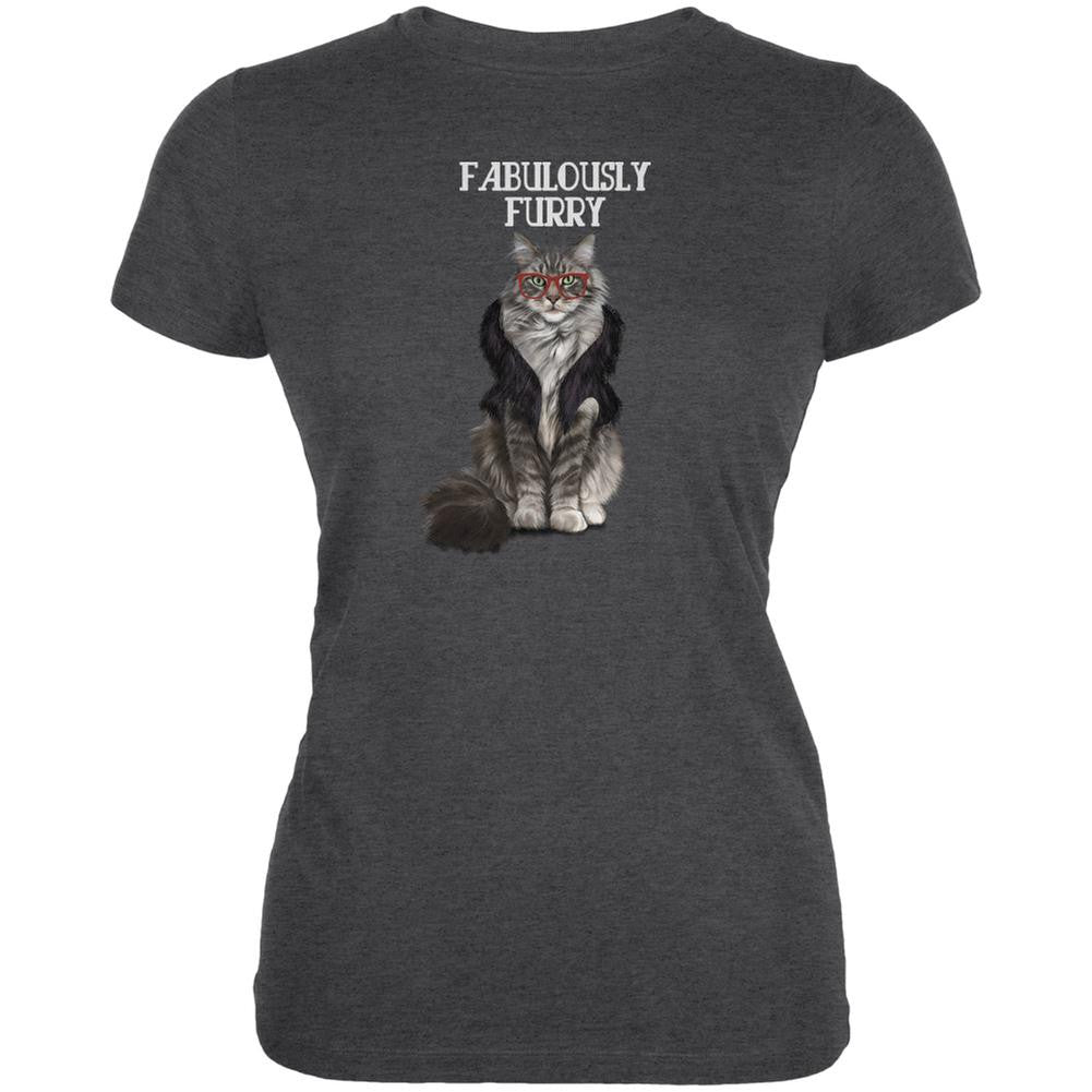 Fabulously Furry Dark Heather Juniors Soft T-Shirt Juniors T-Shirts Old Glory SM
