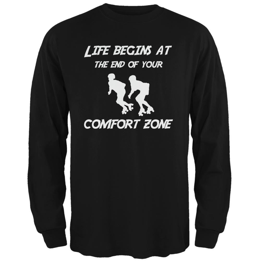 Comfort Zone Roller Derby Black Adult Long Sleeve T-Shirt Men's Long Sleeves Old Glory 2XL Black