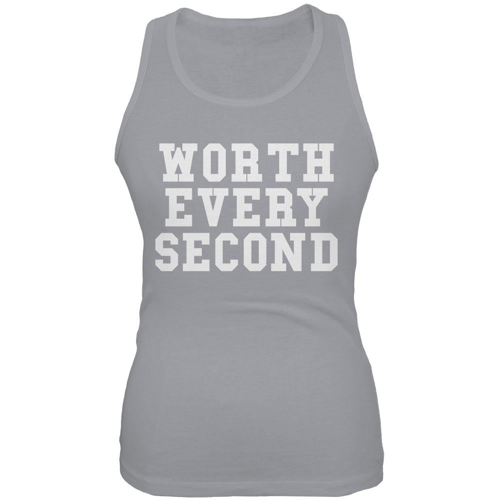 Worth Every Second Grey Juniors Soft Tank Top Juniors Tank Tops Old Glory 2XL Grey