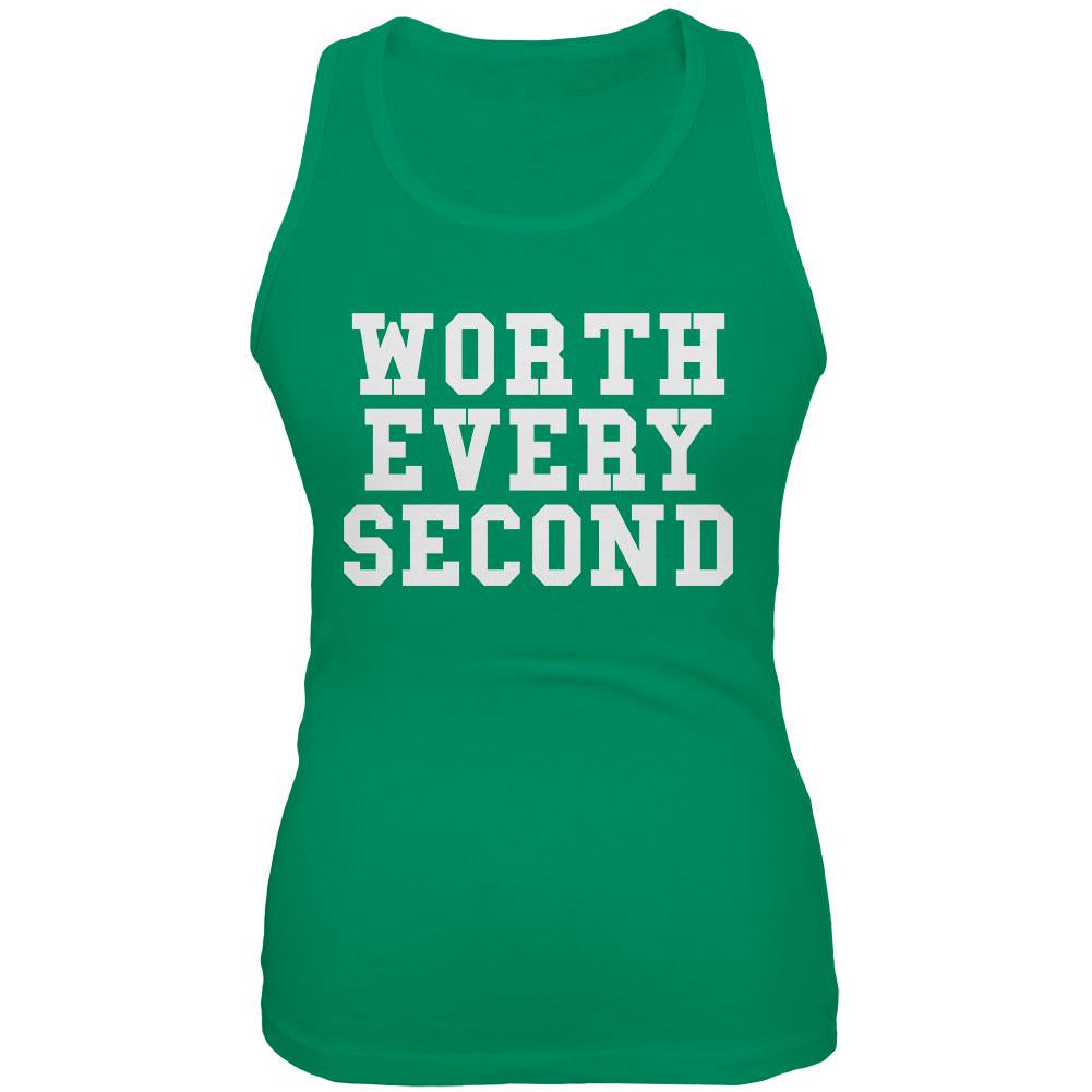 Worth Every Second Kelly Green Juniors Soft Tank Top Juniors Tank Tops Old Glory 2XL Green