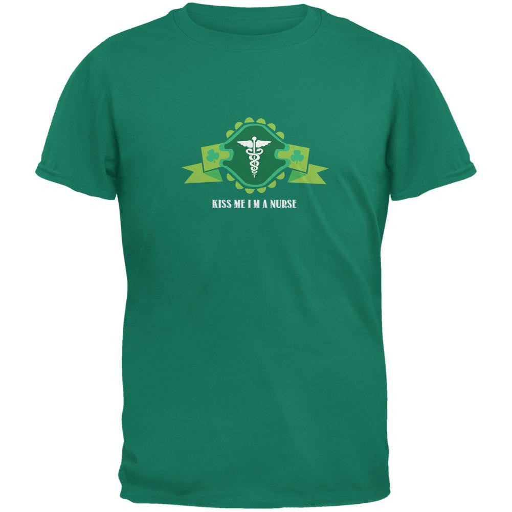 Kiss Me Im A Nurse Jade Green Adult T-Shirt Men's T-Shirts Old Glory SM Green
