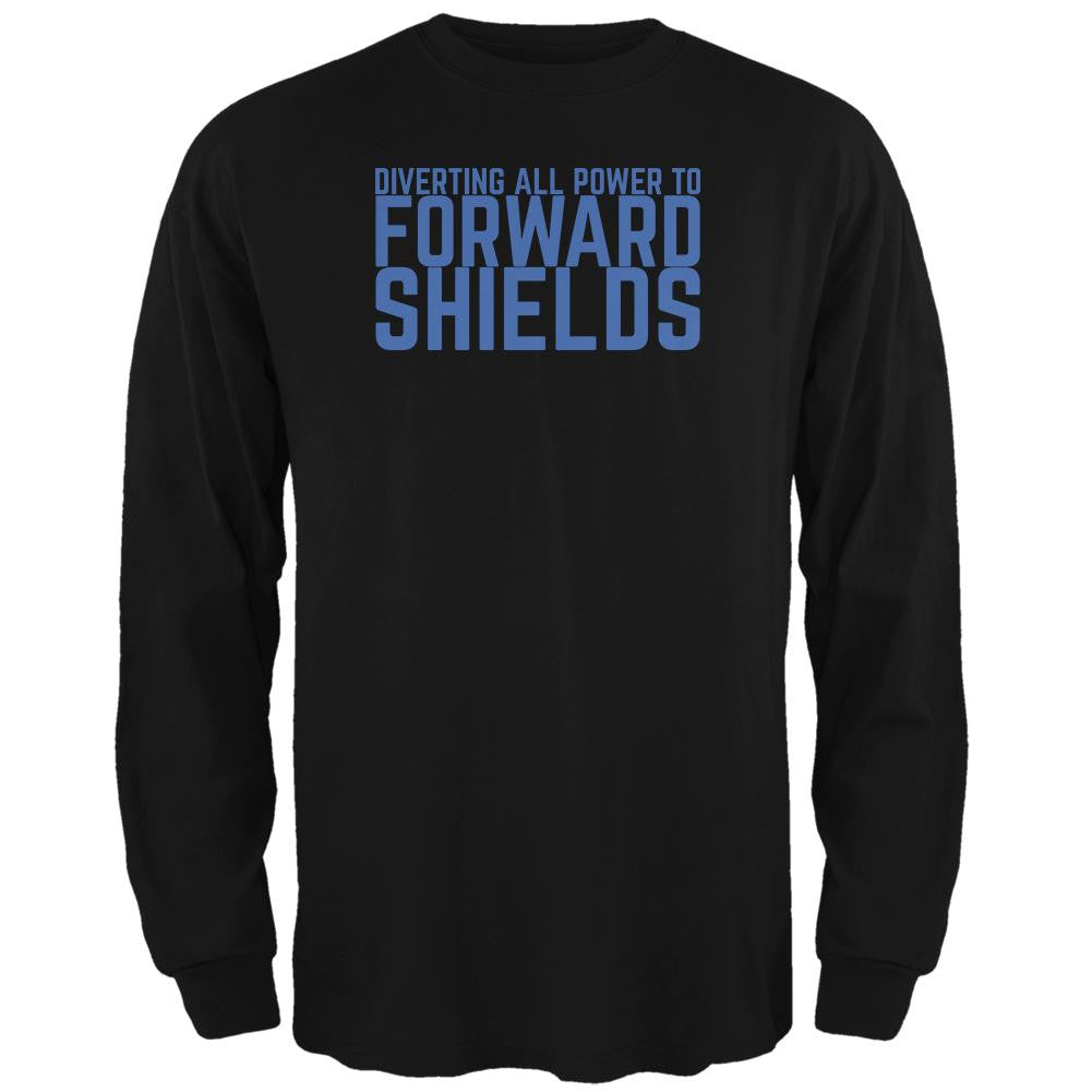 Diverting Power Forward Shields Funny Black Adult Long Sleeve T-Shirt Men's Long Sleeves Old Glory SM Black