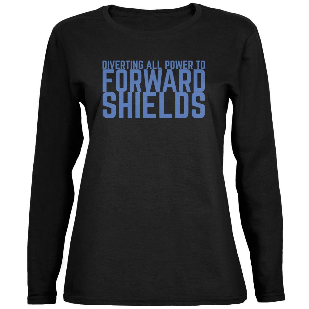 Diverting Power Forward Shields Funny Black Womens Long Sleeve T-Shirt Women's Long Sleeves Old Glory SM Black