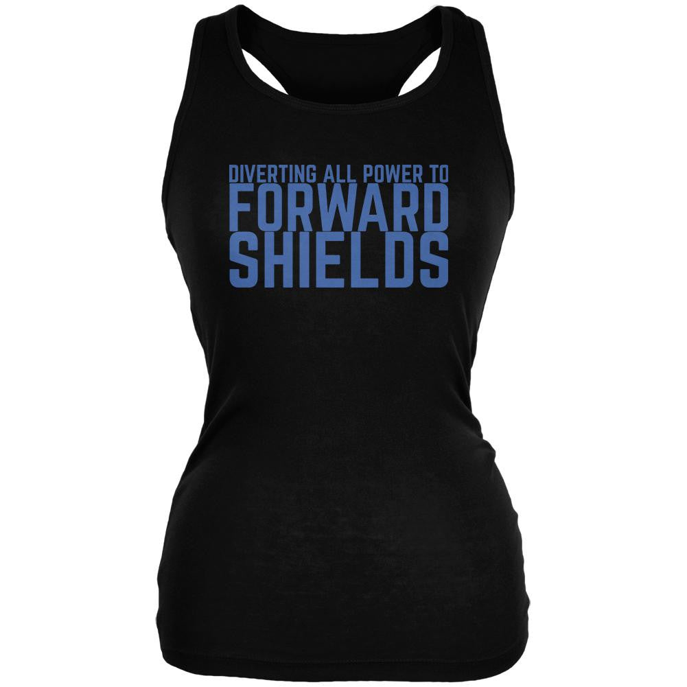 Diverting Power Forward Shields Funny Black Juniors Soft Tank Top Juniors Tank Tops Old Glory SM Black