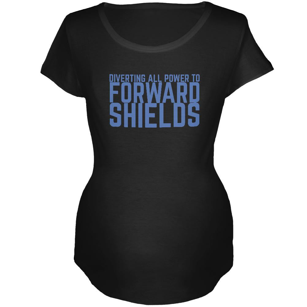 Diverting Power Forward Shields Funny Black Maternity Soft T-Shirt Maternity T-Shirts Old Glory SM Black