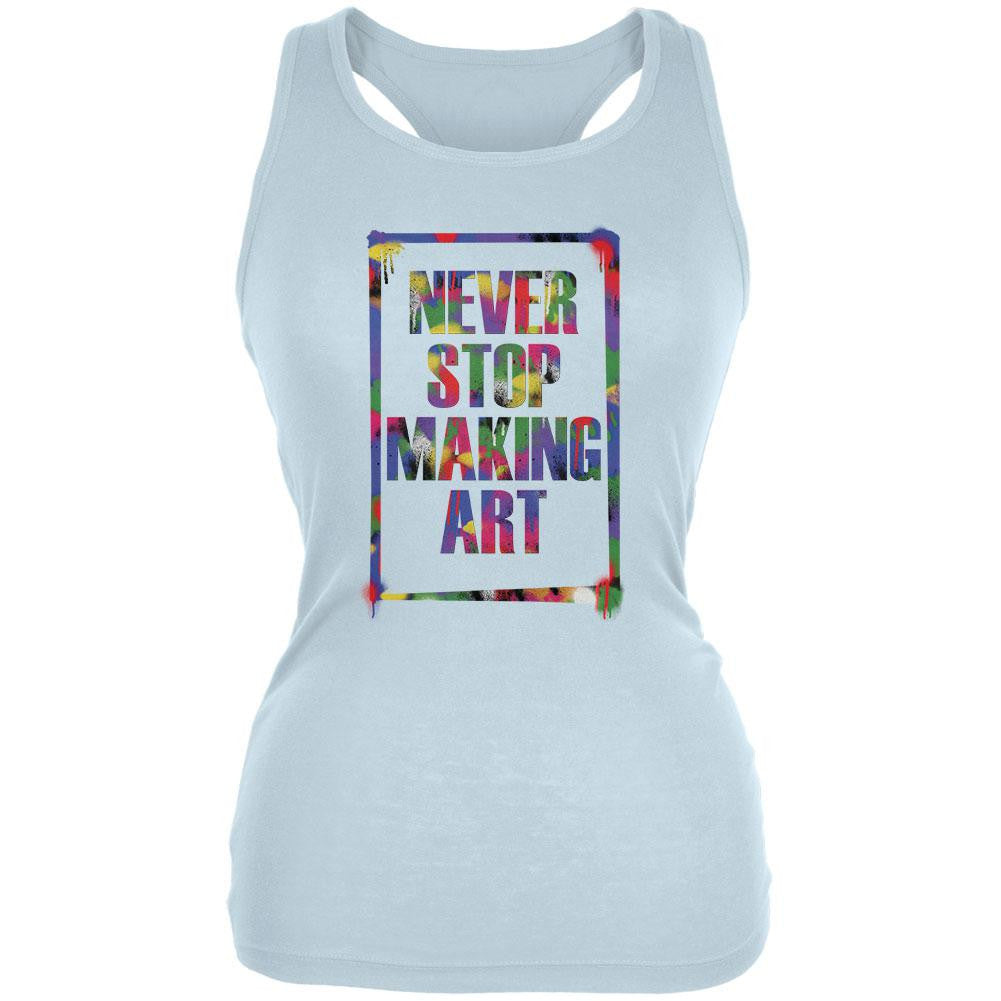 Never Stop Making Art Pale Blue Juniors Soft Tank Top Juniors Tank Tops Old Glory 2XL Blue