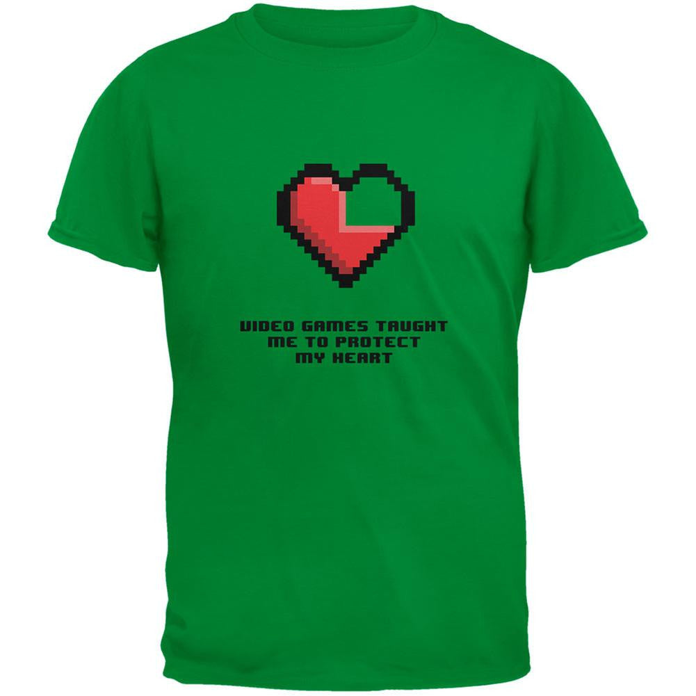 Video Games Protect My Heart Irish Green Adult T-Shirt Men's T-Shirts Old Glory 2XL Green