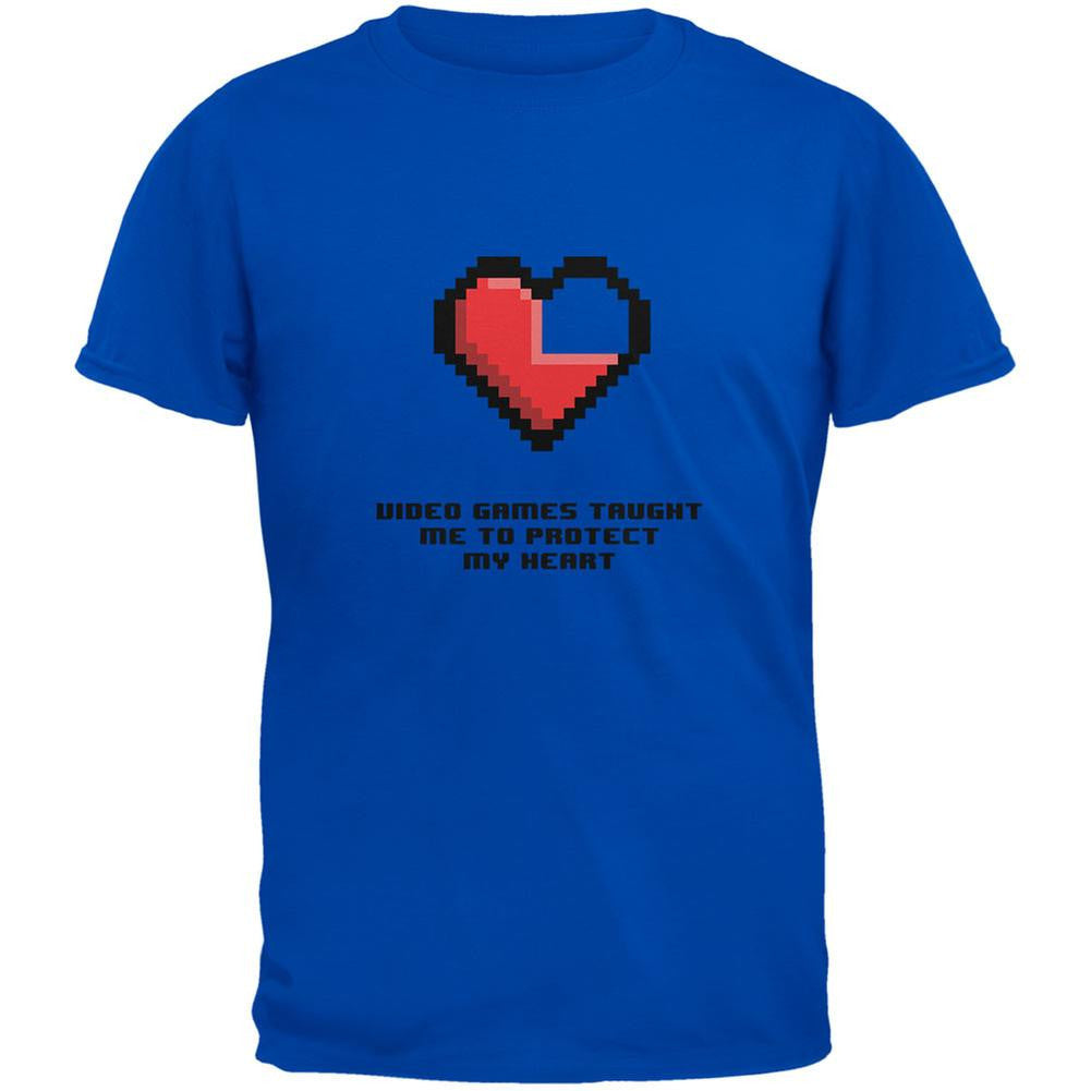 Video Games Protect My Heart Royal Adult T-Shirt Men's T-Shirts Old Glory 2XL Blue