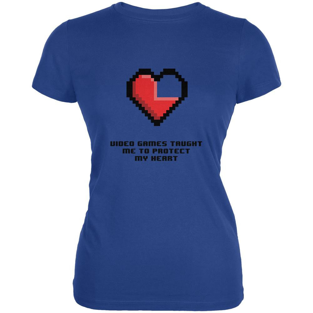 Video Games Protect My Heart Royal Juniors Soft T-Shirt Juniors T-Shirts Old Glory 2XL Blue