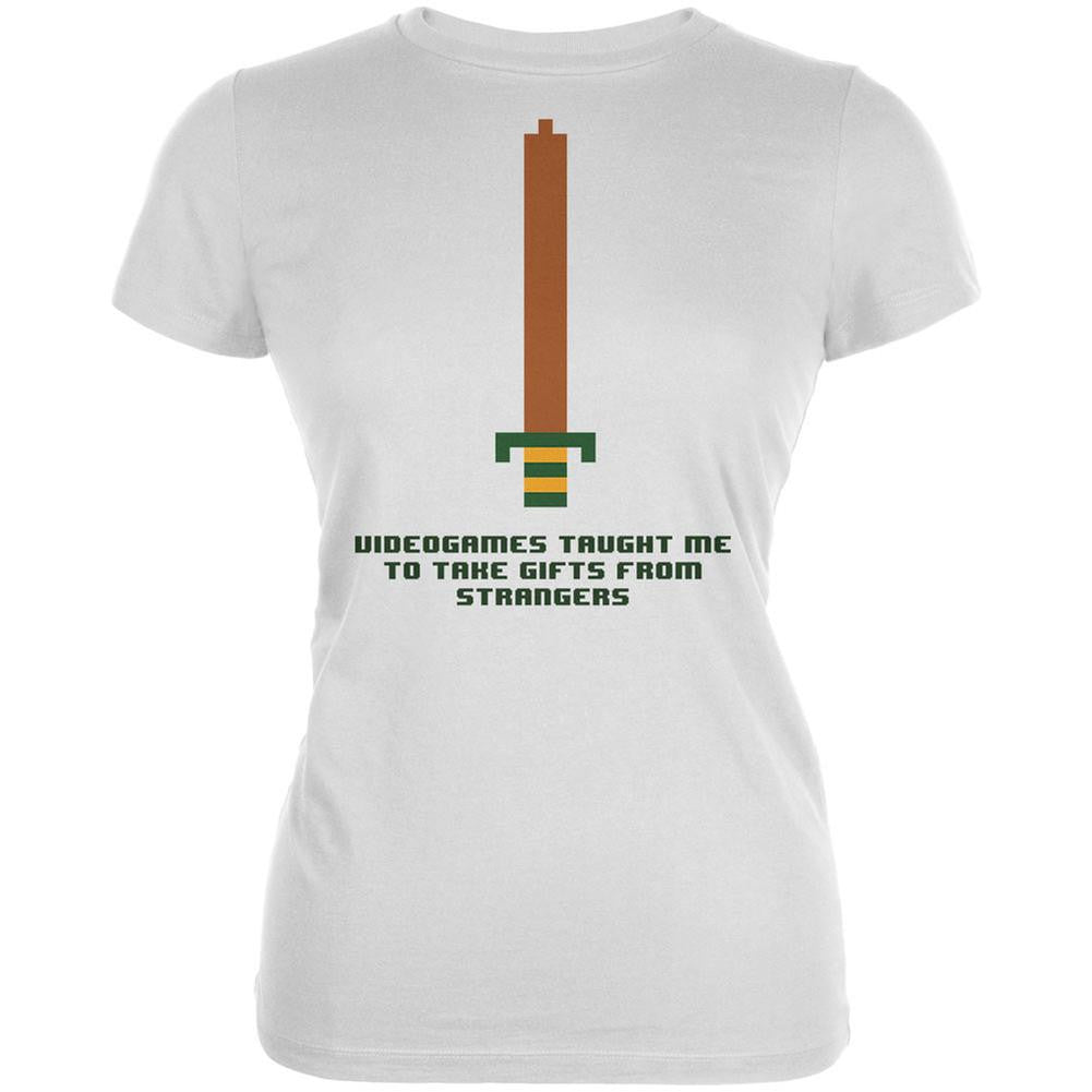 Video Games Gifts From Strangers White Juniors Soft T-Shirt Juniors T-Shirts Old Glory 2XL White