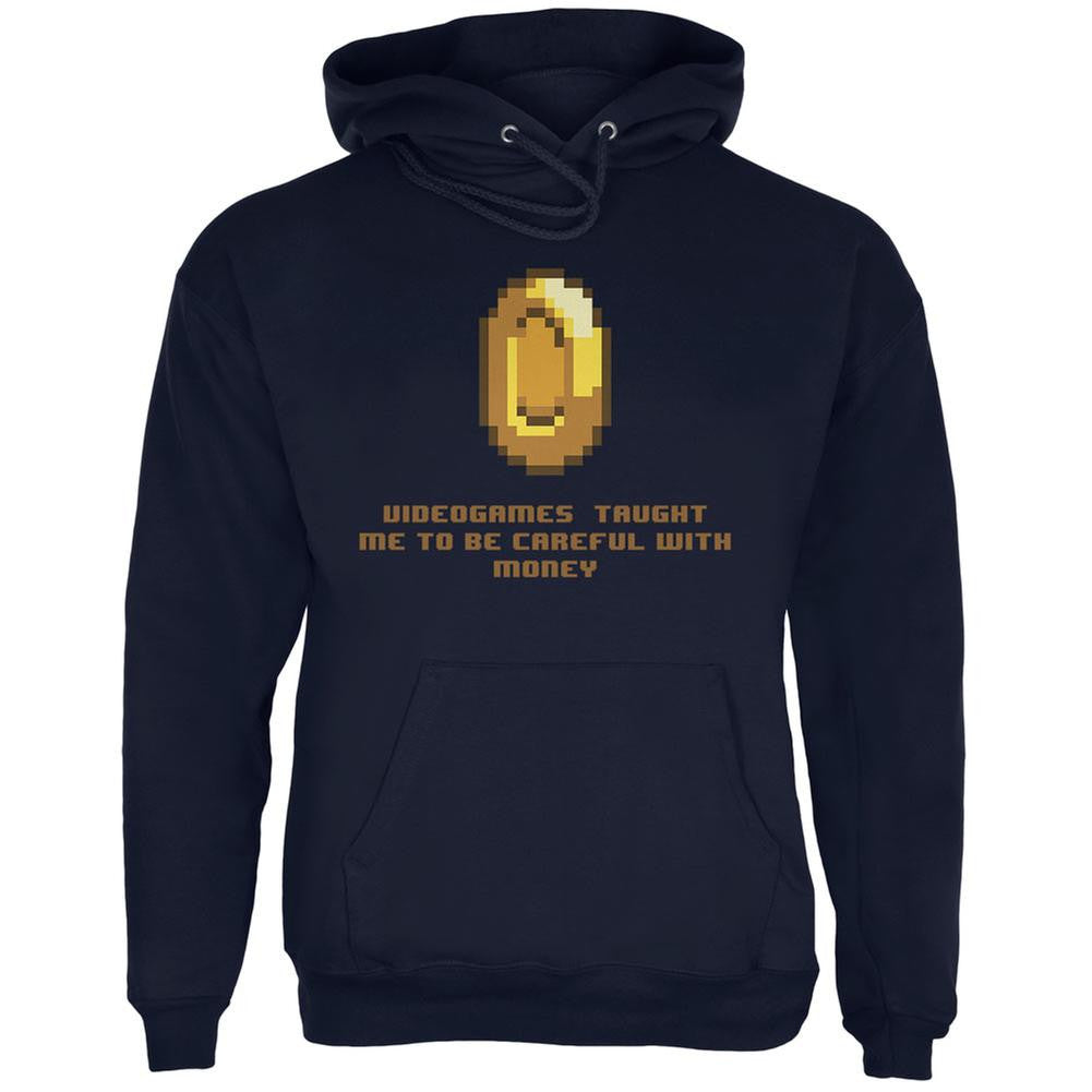 Video Games Careful With Money Navy Adult Hoodie Men's Hoodies Old Glory 2XL Blue