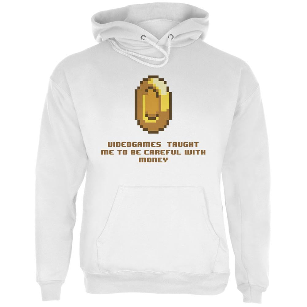 Video Games Careful With Money White Adult Hoodie Men's Hoodies Old Glory LG White