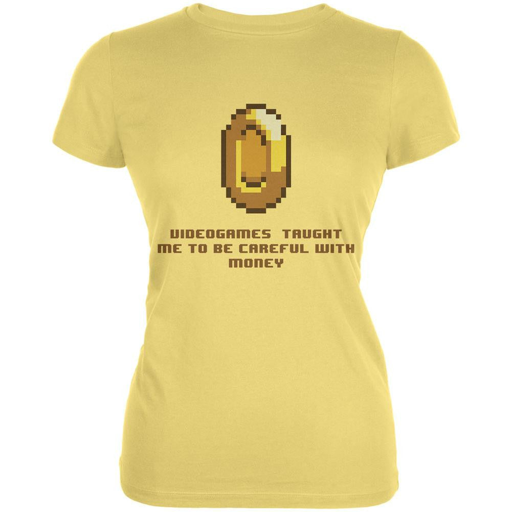 Video Games Careful With Money Yellow Juniors Soft T-Shirt Juniors T-Shirts Old Glory 2XL Yellow