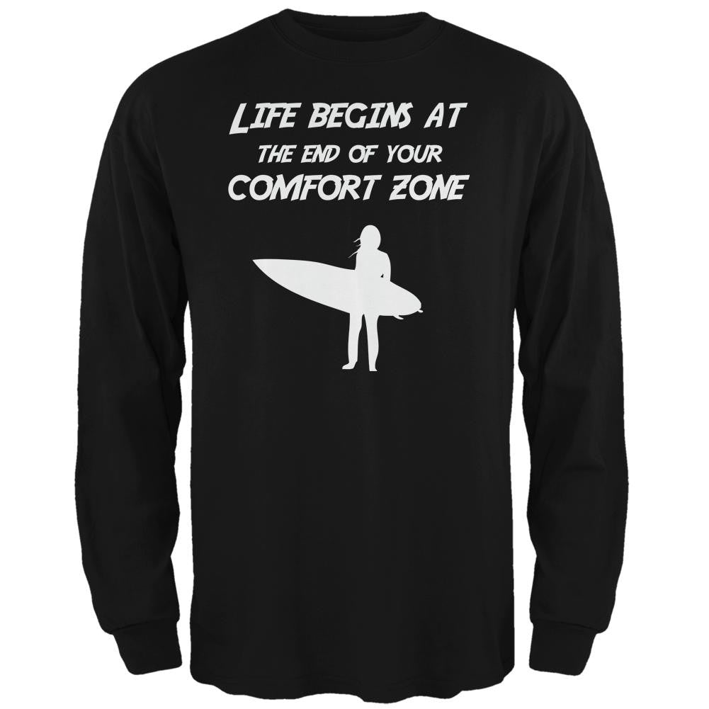 Comfort Zone Surfer Black Adult Long Sleeve T-Shirt Men's Long Sleeves Old Glory 2XL Black