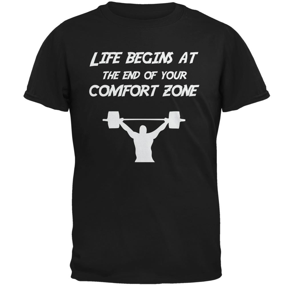 Comfort Zone Weight Lifting Black Adult T-Shirt Men's T-Shirts Old Glory 2XL Black