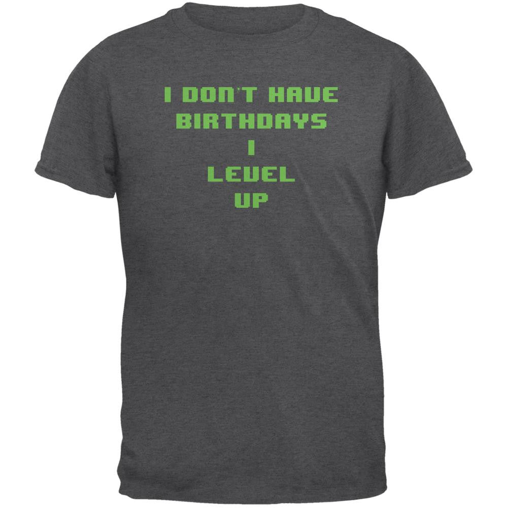 Level Up Gamer Birthday Dark Heather Adult T-Shirt Men's T-Shirts Old Glory 2XL Grey