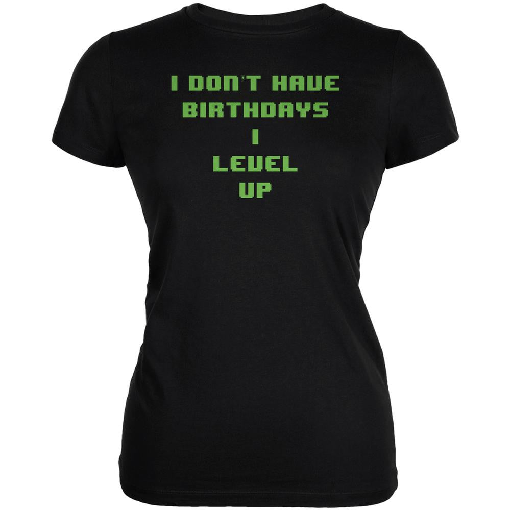Level Up Gamer Birthday Black Juniors Soft T-Shirt Juniors T-Shirts Old Glory 2XL Black