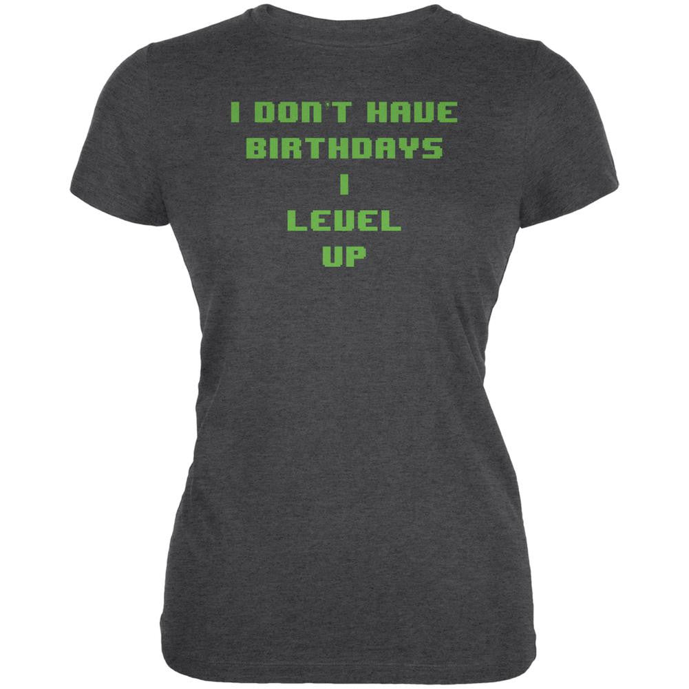 Level Up Gamer Birthday Dark Heather Juniors Soft T-Shirt Juniors T-Shirts Old Glory 2XL Grey