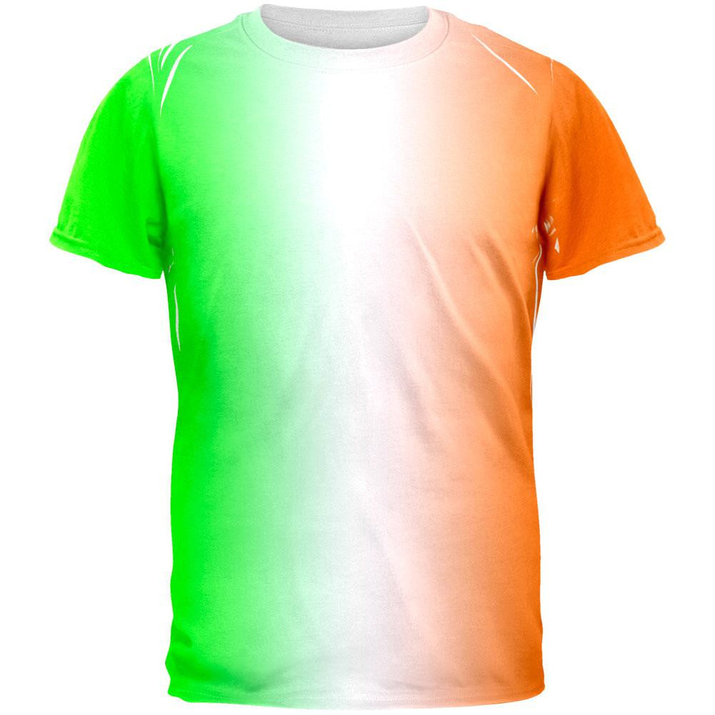 St Patricks Faded Irish Flag All Over Adult T-Shirt Men's T-Shirts Old Glory 2XL White