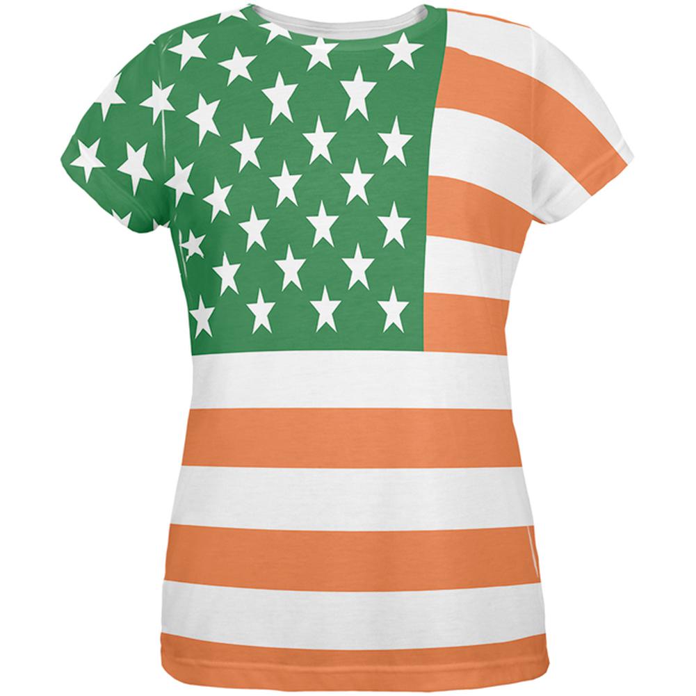 St Patricks Irish American Flag All Over Womens T-Shirt Women's T-Shirts Old Glory 2XL Multi